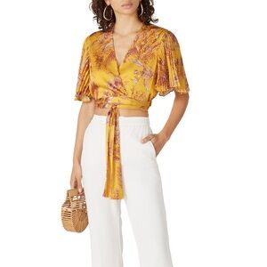 ALEXIS Riley Cropped Floral Wrap Top Size S